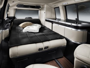 Der neue Marco Polo Interieur umgebaute Liegefläche Stoff Santiago seidenbeige