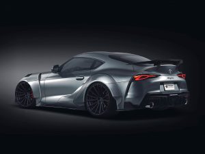 prior design toyota supra A90 widebody kit concept rear side view HR